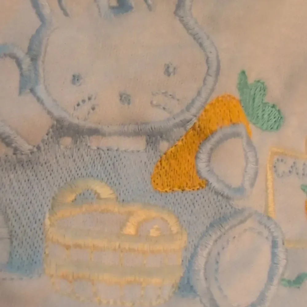 Carter's‎ Vintage Infant Blue White Embroidered Bunny Carrot Outfit